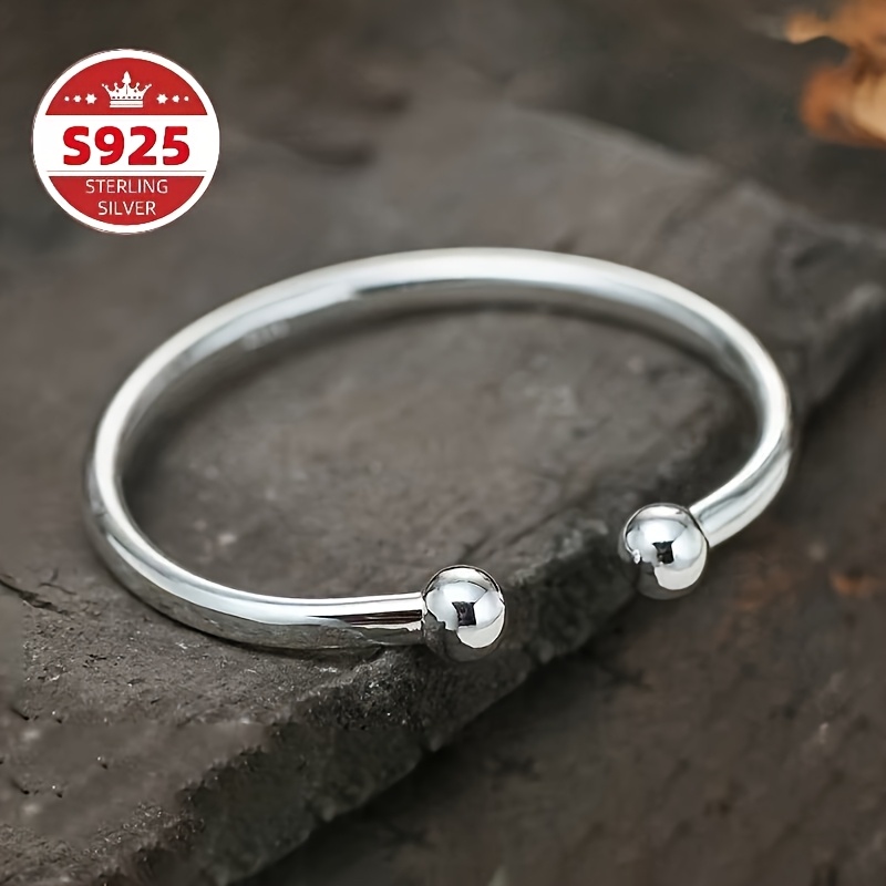 Women's S925 Sterling Silver Open-End Garlic Head Bracelet